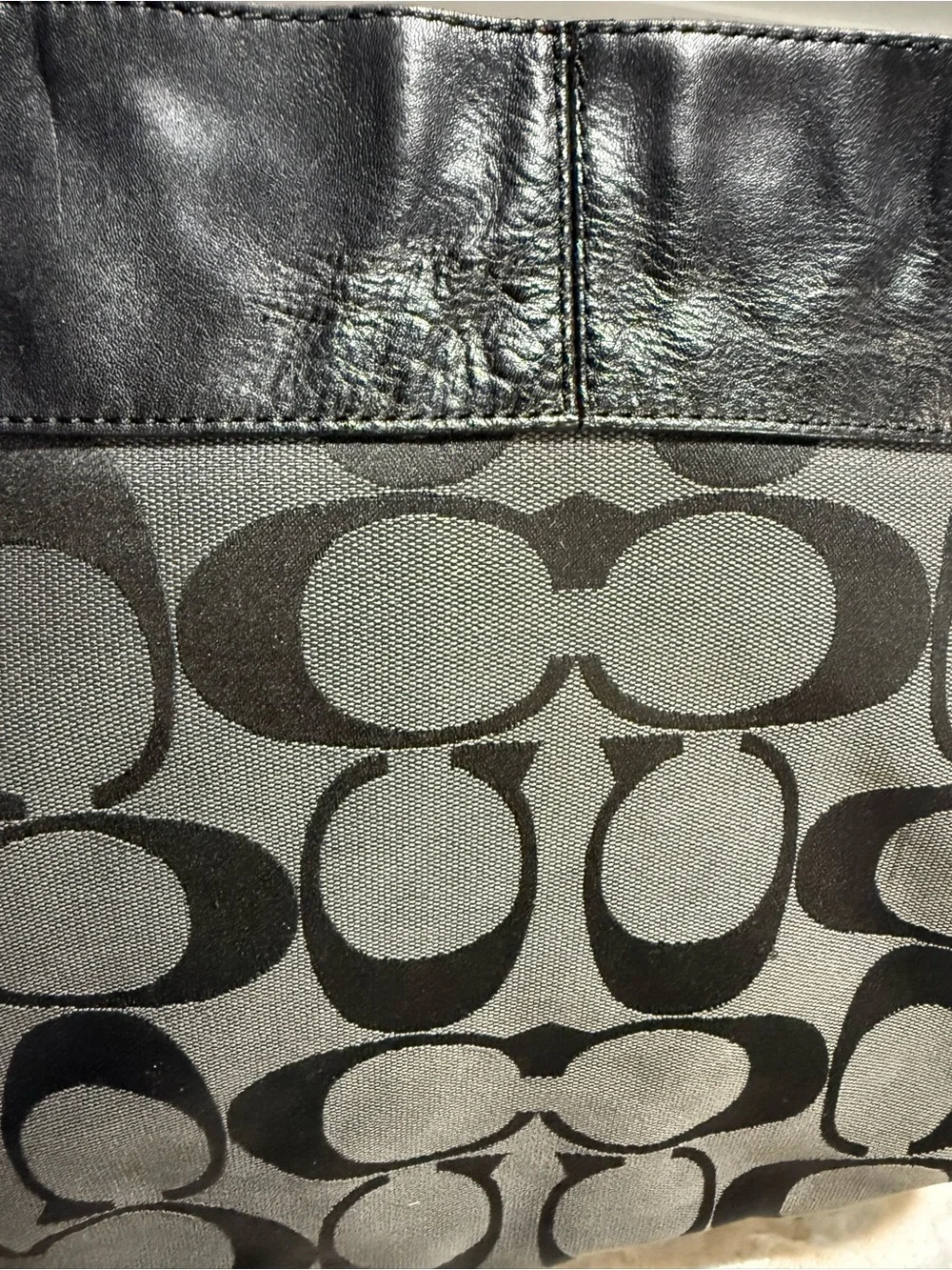 COACH Y2K Gray and Black Signature Canvas Shoulder Bag